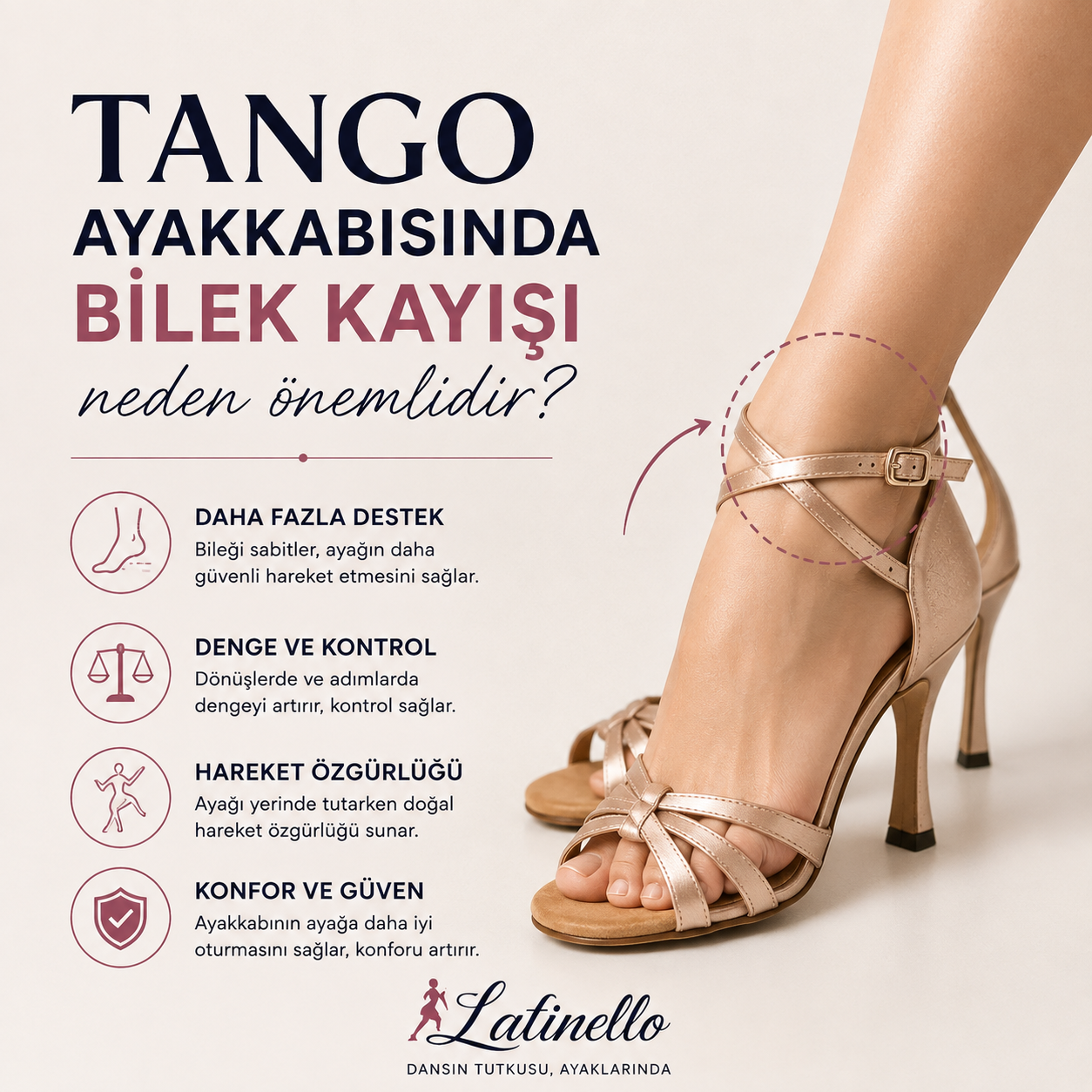 Tango ayakkabısında bilek kayışı